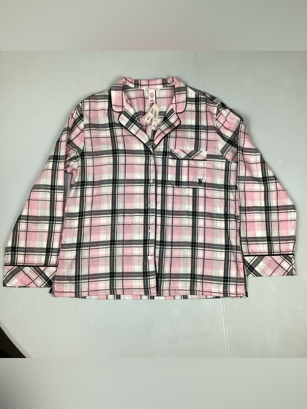Victoria’s Secret Plaid Pajama Top Lightweight Flannel Cotton Modal Med NWT